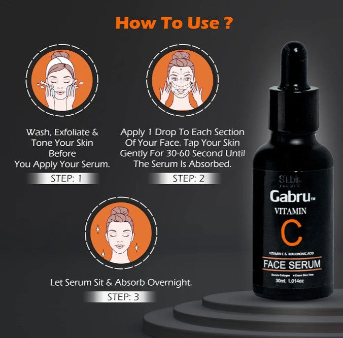 Glow Like a Pro – Gabru Vitamin C Face Serum for Men with Hyaluronic Acid