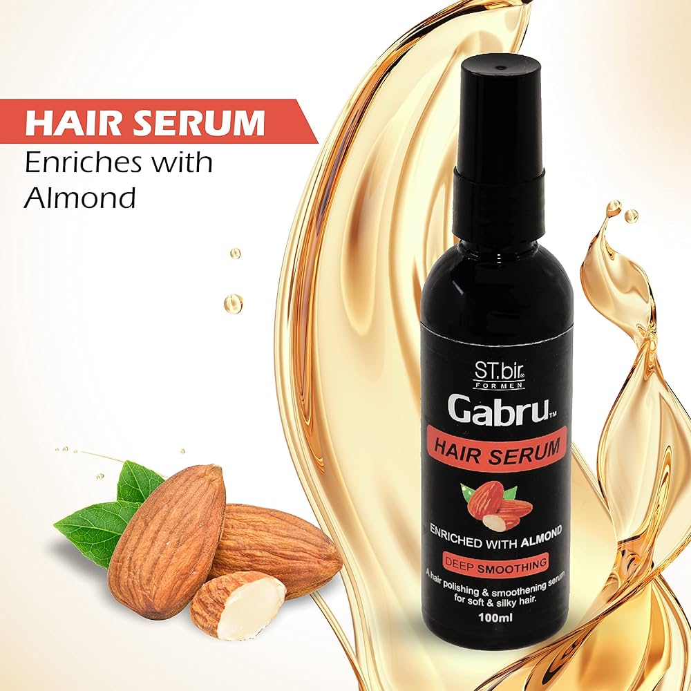 Gabru Hair Serum for Men | Almond Infused | Smooth & Shiny Finish | 100ml