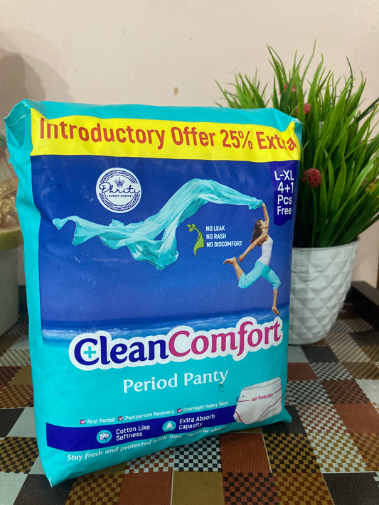 Clean Comfort™ Period Panty (Pack of 5 | 12 Hours Leak Protection | Cotton Soft & Rash-Free)