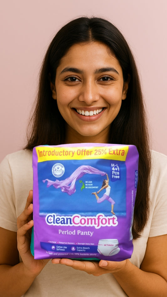 Clean Comfort™ Period Panty (Pack of 5 | 12 Hours Leak Protection | Cotton Soft & Rash-Free)