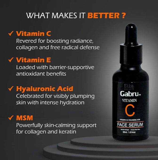 Glow Like a Pro – Gabru Vitamin C Face Serum for Men with Hyaluronic Acid